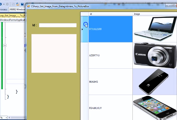 آموزش آموزش گرفتن تصویر از DataGridView و نمایش در PictureBox در سی شارپ #C
